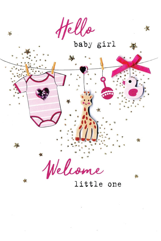 Hello baby girl greeting card